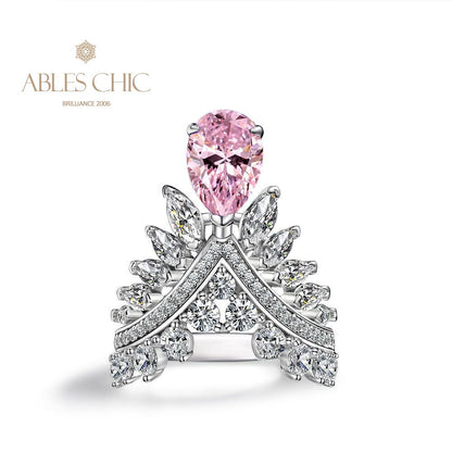 Bague couronne poire saphir R1532