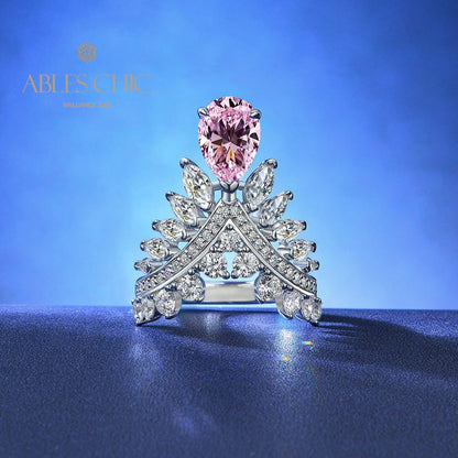 Bague couronne poire saphir R1532