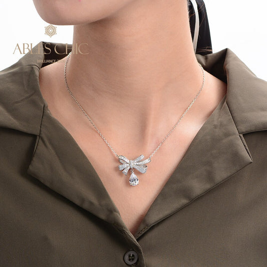 Collier papillon tourmaline pavé noeud papillon B0487