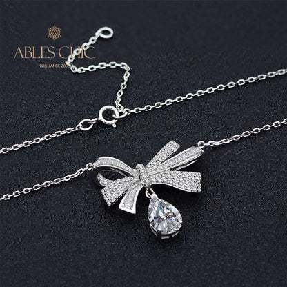 Collier papillon tourmaline pavé noeud papillon B0487