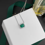 Pendentif Halo Émeraude P0640