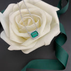 Pendentif Halo Émeraude P0640