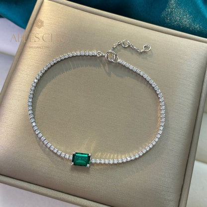 Bracelet Bling Solitaire Émeraude Lab B0826