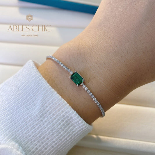 Bracelet Bling Solitaire Émeraude Lab B0826