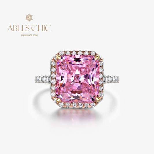 Bague de mariage solitaire morganite rayonnante R1347