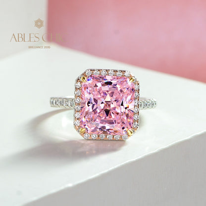 Bague de mariage solitaire morganite rayonnante R1347