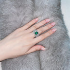 Bague de mariée large émeraude Lab R1601