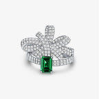Bague papillon solitaire émeraude R1770