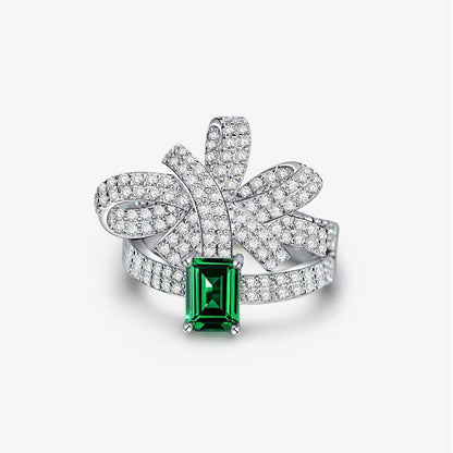 Bague papillon solitaire émeraude R1770