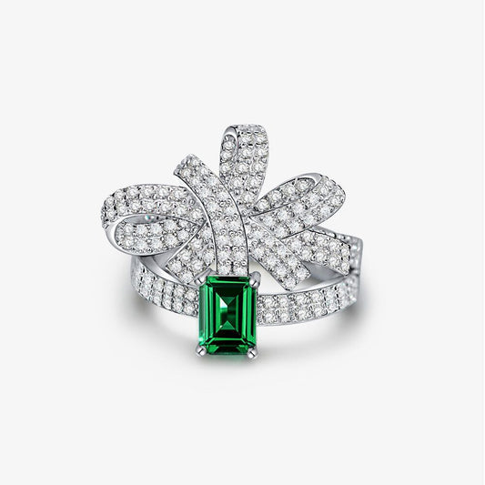 Bague papillon solitaire émeraude R1770