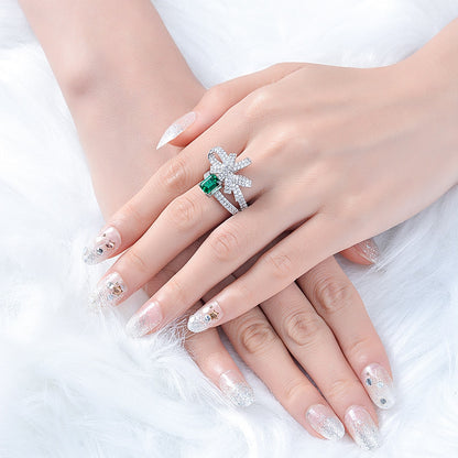 Bague papillon solitaire émeraude R1770
