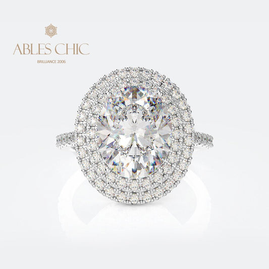 Bague Halo Pavée Zircons R0403