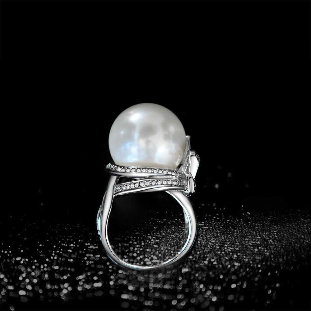 Bague solitaire nœud papillon en nacre R1168
