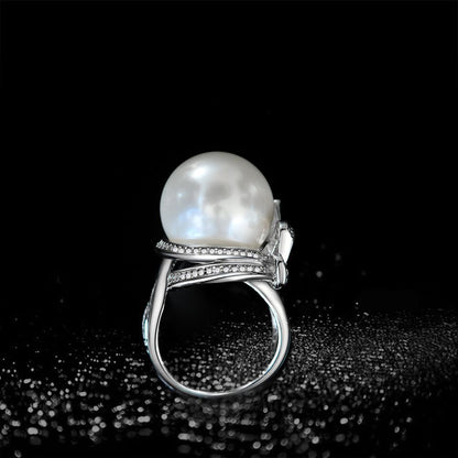 Bague solitaire nœud papillon en nacre R1168