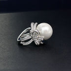 Bague solitaire nœud papillon en nacre R1168