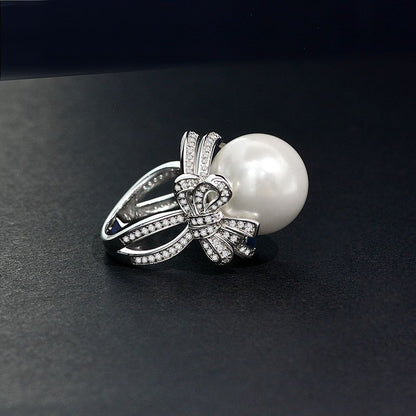 Bague solitaire nœud papillon en nacre R1168