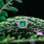 Bague de mariage florale émeraude Lab R1088