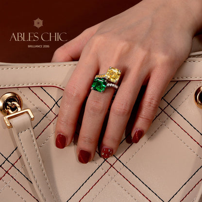 Bague ouverte pierres précieuses de Bohême R1449