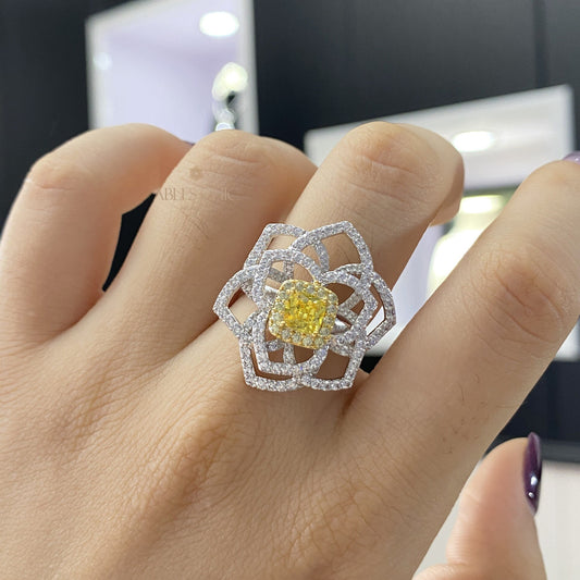 Bague de mariage florale citrine rose R220
