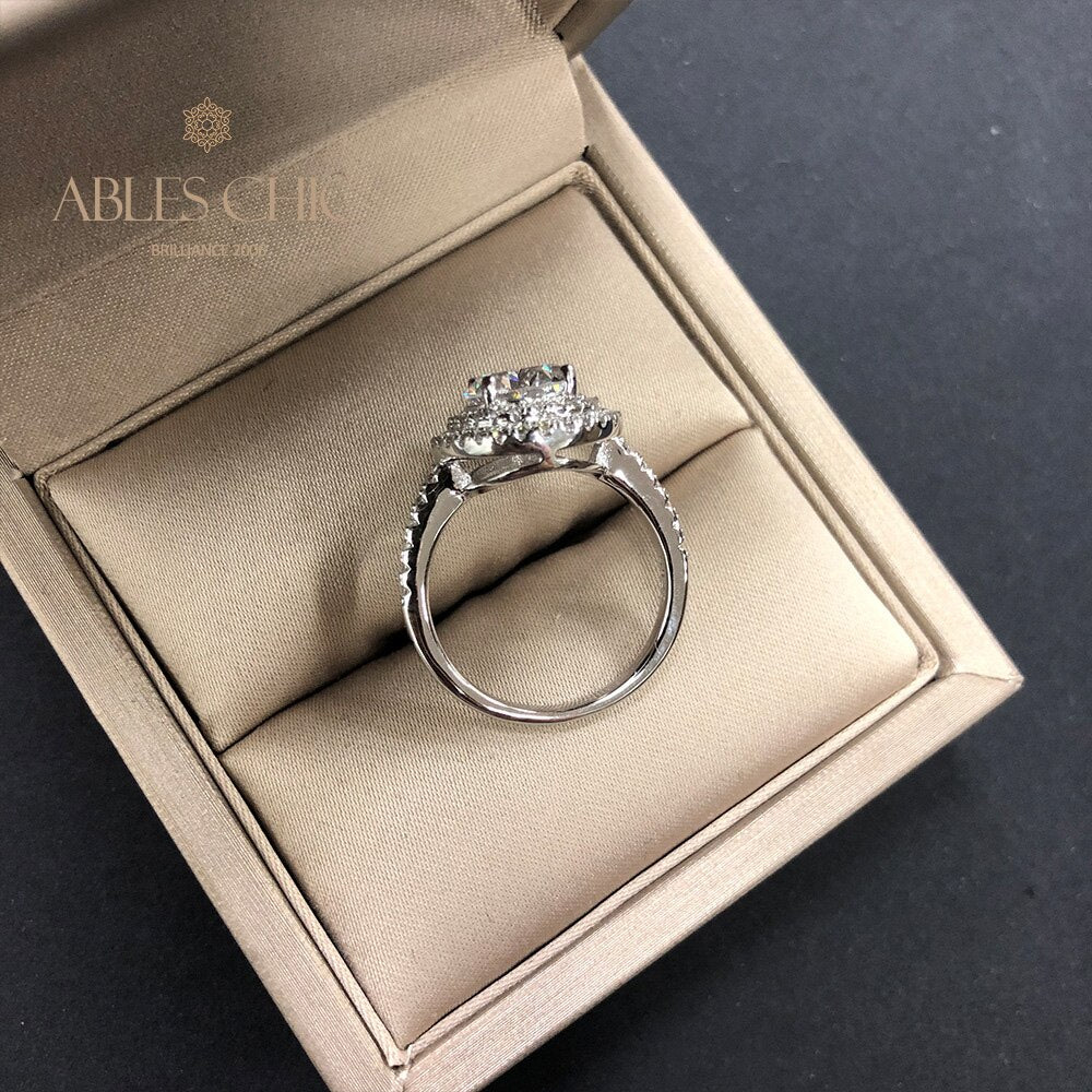 Bague Halo Pavée Zircons R0403