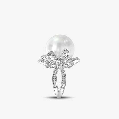 Bague solitaire nœud papillon en nacre R1168