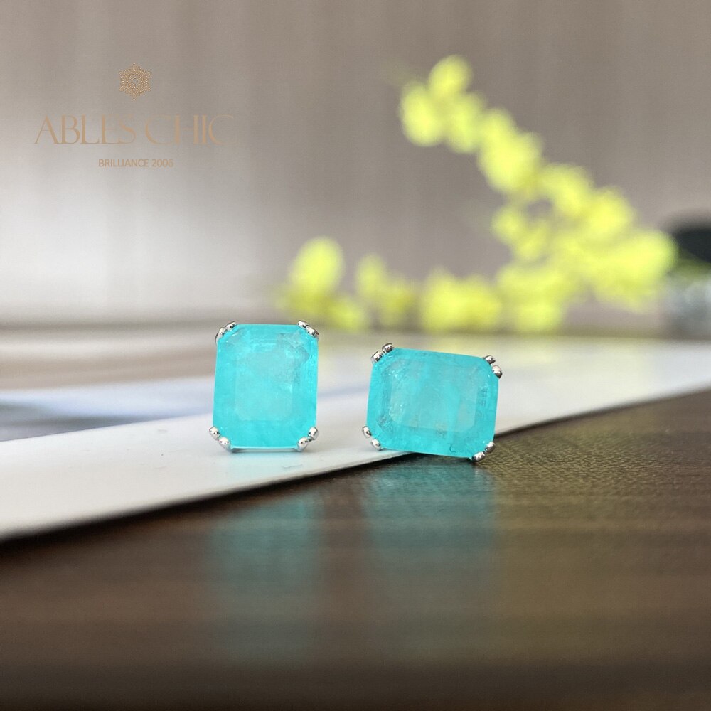 Boucles d'oreilles émeraude Paraiba Tourmaline E0121