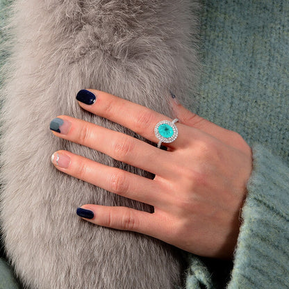 Bague Halo Pavée Zircons R0403