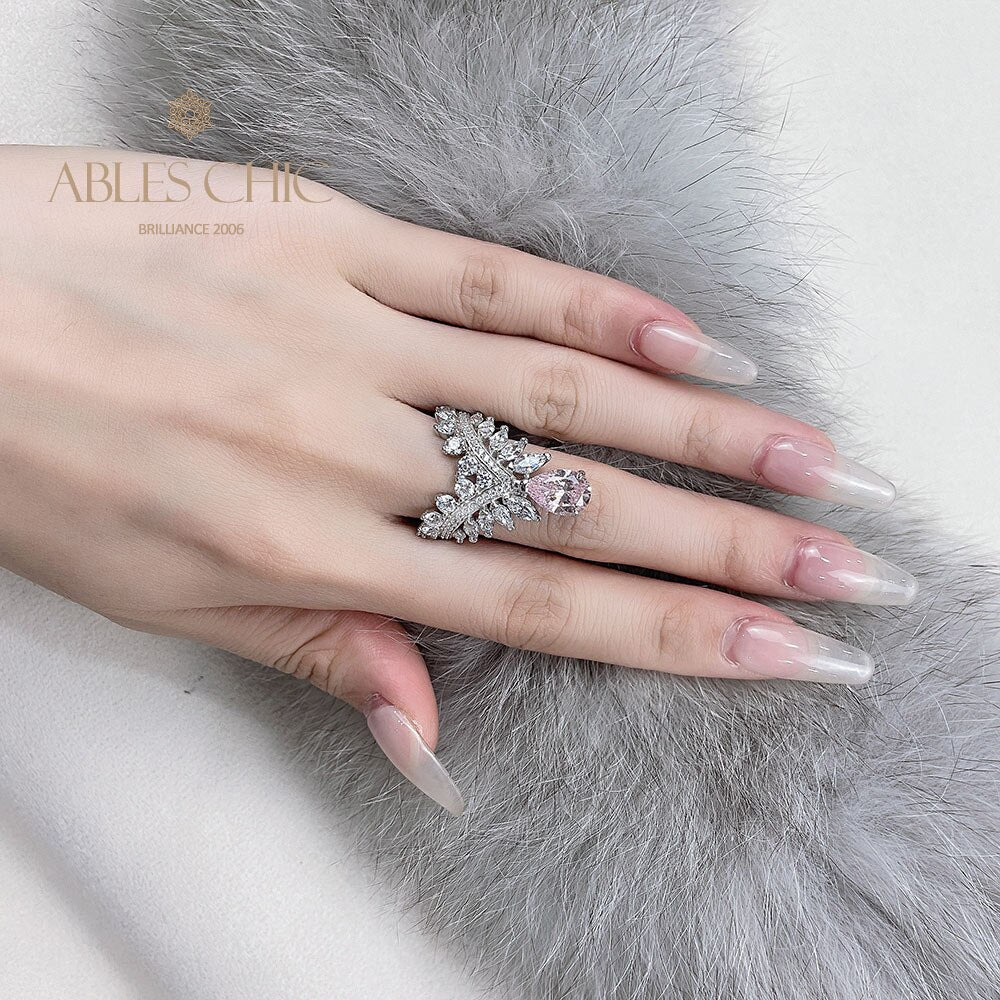 Bague couronne poire saphir R1532
