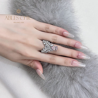 Bague couronne poire saphir R1532
