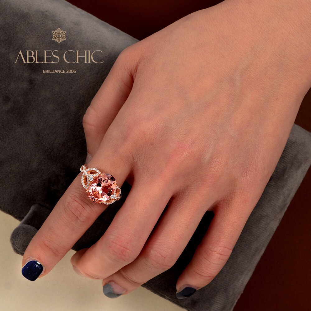 Bague solitaire spinelle orange R0927