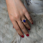 Bague solitaire en pierre précieuse poire R0381