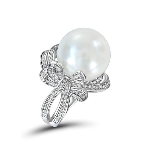 Bague solitaire nœud papillon en nacre R1168