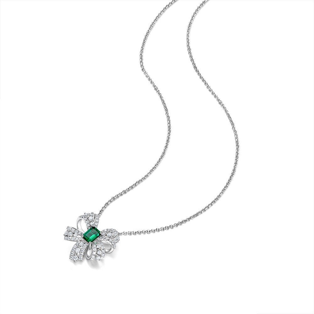 Pendentif nœud papillon émeraude P0645