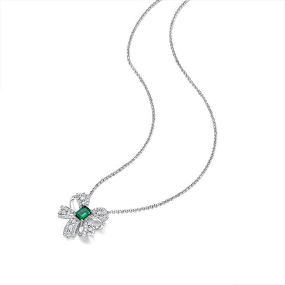 Pendentif nœud papillon émeraude P0645