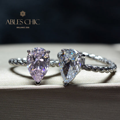 Bague de fiançailles solitaire avec pierres précieuses R0892