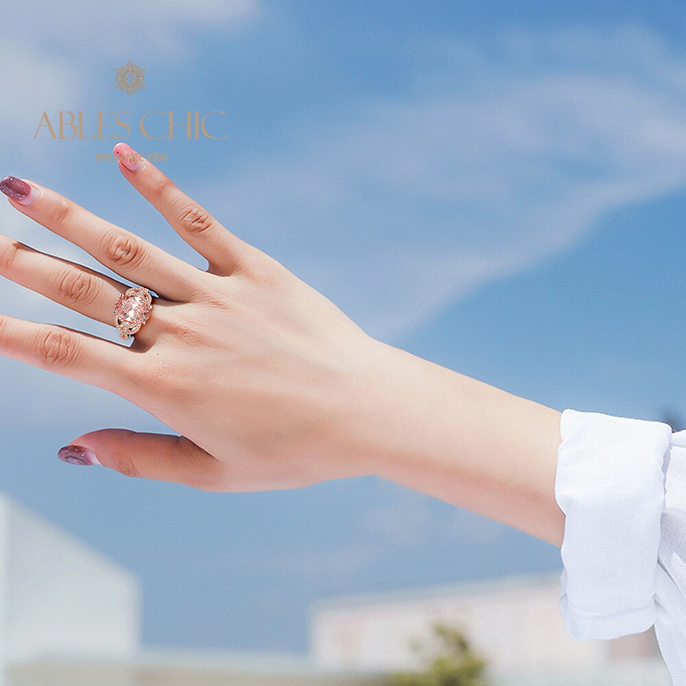 Bague solitaire spinelle orange R0927