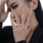 Bague CZ grenat Texture Alien R1248