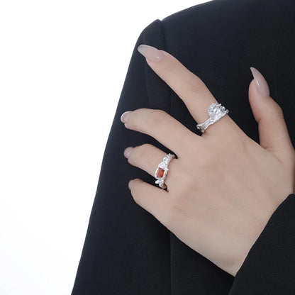 Bague CZ grenat Texture Alien R1248