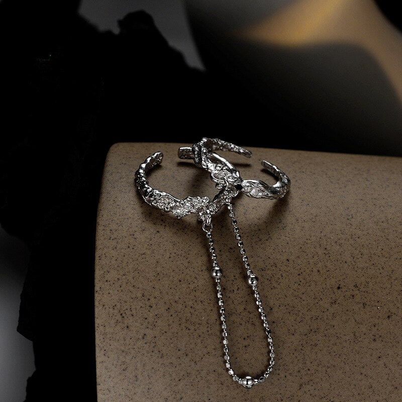 Bague enchaînée texture écorce R1278