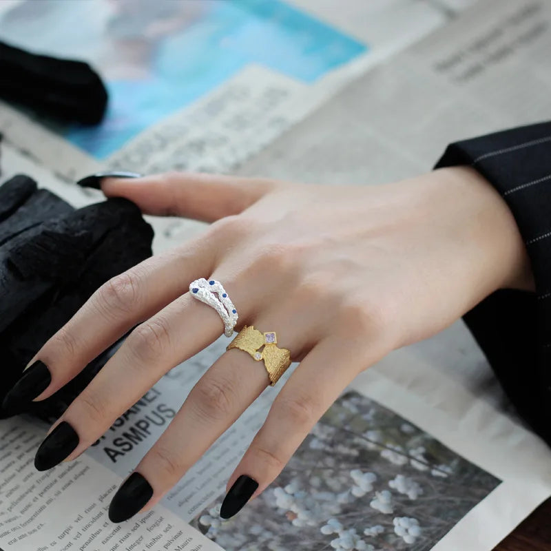 Bague CZ Texture Écorce R1279