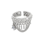 Bague pompon en dentelle perlée R1271