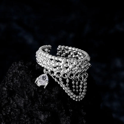 Bague pompon en dentelle perlée R1271