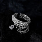 Bague pompon en dentelle perlée R1271