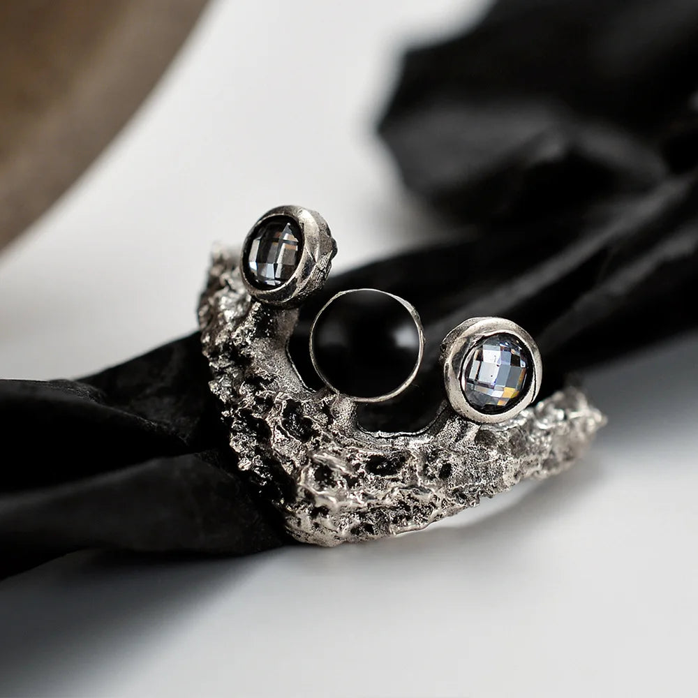 Bague de créateur à couronne texturée R1164