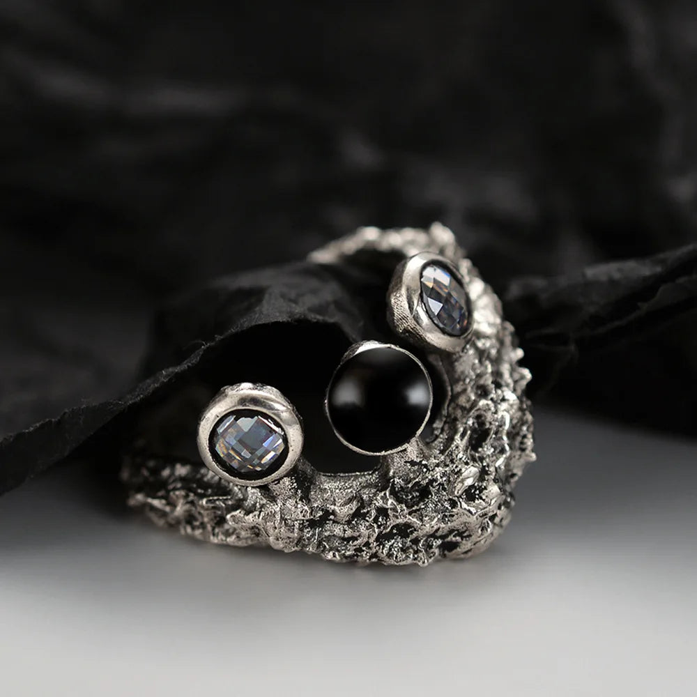 Bague de créateur à couronne texturée R1164