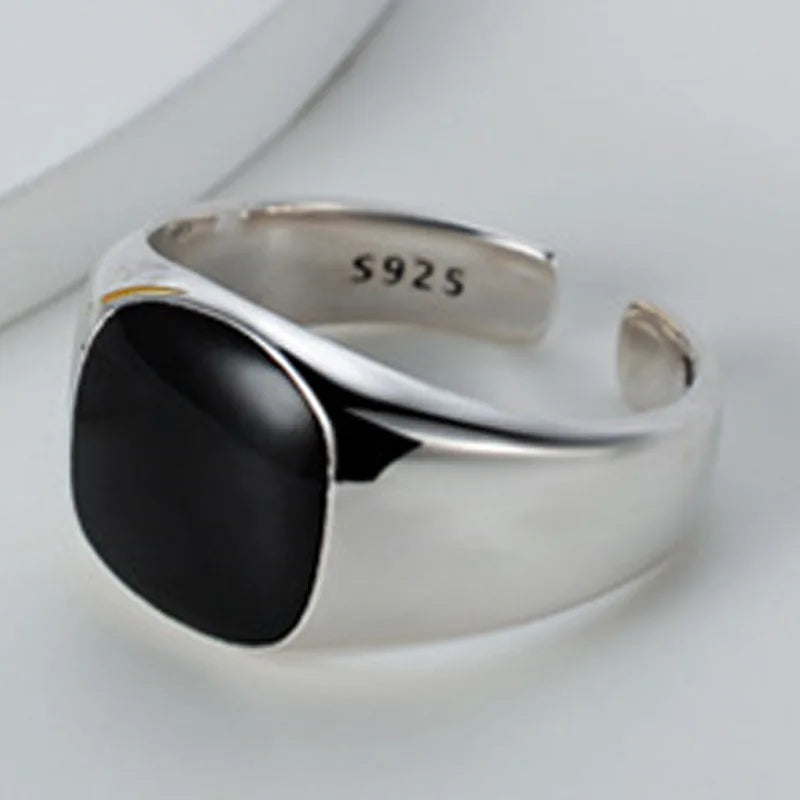 Bague épaisse chevalière en émail R1283