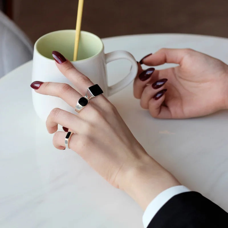 Bague épaisse chevalière en émail R1283
