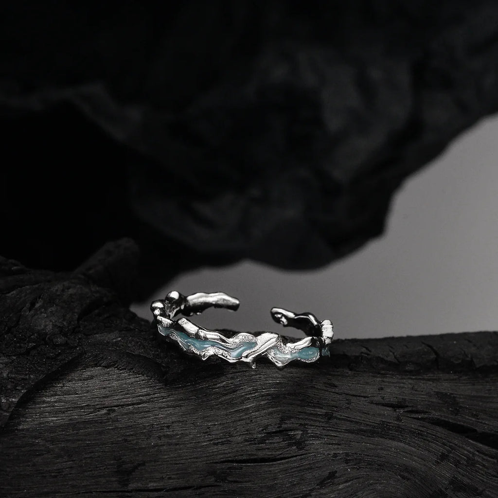 Bague irrégulière en émail menthe R1176