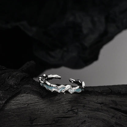 Bague irrégulière en émail menthe R1176