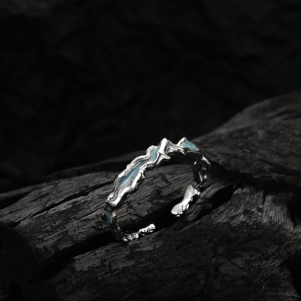 Bague irrégulière en émail menthe R1176